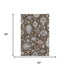 5' X 8' Chocolate Blue And Beige Floral Washable Area Rug With UV Protection
