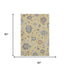 5' X 8' Gold Blue And Ivory Floral Washable Area Rug With UV Protection