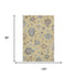 8' X 10' Gold Blue And Ivory Floral Washable Area Rug With UV Protection