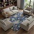 8' X 10' Navy Blue Copper And Gray Floral Washable Area Rug With UV Protection