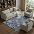 9' X 12' Navy Blue Copper And Gray Floral Washable Area Rug With UV Protection