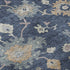 9' X 12' Navy Blue Copper And Gray Floral Washable Area Rug With UV Protection