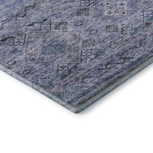 5' X 8' Blue Charcoal And Gray Abstract Geometric Washable Area Rug With UV Protection