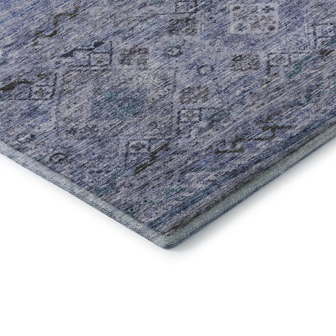 8' X 10' Blue Charcoal And Gray Abstract Geometric Washable Area Rug With UV Protection