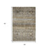 5' X 8' Brown Beige And Blue Abstract Geometric Washable Area Rug With UV Protection