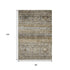 8' X 10' Brown Beige And Blue Abstract Geometric Washable Area Rug With UV Protection