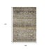 9' X 12' Brown Beige And Blue Abstract Geometric Washable Area Rug With UV Protection