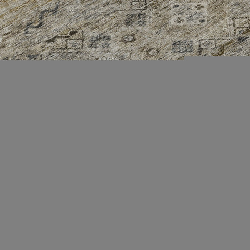 9' X 12' Brown Beige And Blue Abstract Geometric Washable Area Rug With UV Protection