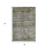 5' X 8' Pewter Olive Green And Beige Tribal Washable Area Rug With UV Protection