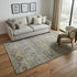5' X 8' Pewter Olive Green And Beige Tribal Washable Area Rug With UV Protection
