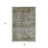 8' X 10' Pewter Olive Green And Beige Tribal Washable Area Rug With UV Protection