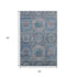 5' X 8' Blue Gray And Silver Geometric Washable Area Rug With UV Protection