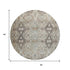 8' Linen Gray And Silver Abstract Washable Round Rug With UV Protection