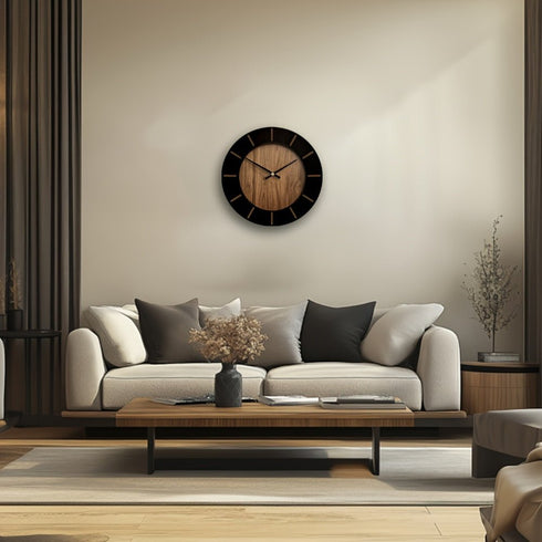 18" Brown Silent Analog Round Wall Clock