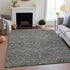 8' Pewter Gray And Silver Floral Washable Area Rug With UV Protection