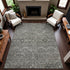 8' Pewter Gray And Silver Floral Washable Area Rug With UV Protection