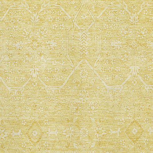 5' X 8' Gold And Ivory Floral Washable Area Rug With UV Protection