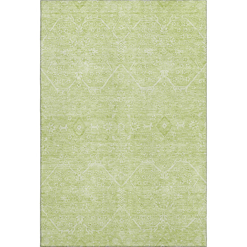 5' X 8' Mint Green And Ivory Floral Washable Area Rug With UV Protection
