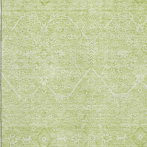 5' X 8' Mint Green And Ivory Floral Washable Area Rug With UV Protection