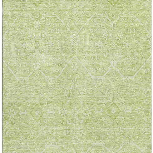 5' X 8' Mint Green And Ivory Floral Washable Area Rug With UV Protection