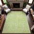 8' Mint Green And Ivory Floral Washable Area Rug With UV Protection