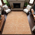 8' Salmon And Ivory Floral Washable Area Rug With UV Protection