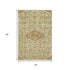 5' X 8' Beige Rust And Artichoke Green Floral Washable Area Rug With UV Protection