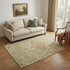 5' X 8' Beige Rust And Artichoke Green Floral Washable Area Rug With UV Protection