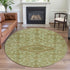 8' X 8' Sage And Salmon Floral Washable Round Rug With UV Protection