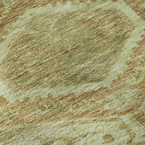 8' X 8' Sage And Salmon Floral Washable Round Rug With UV Protection