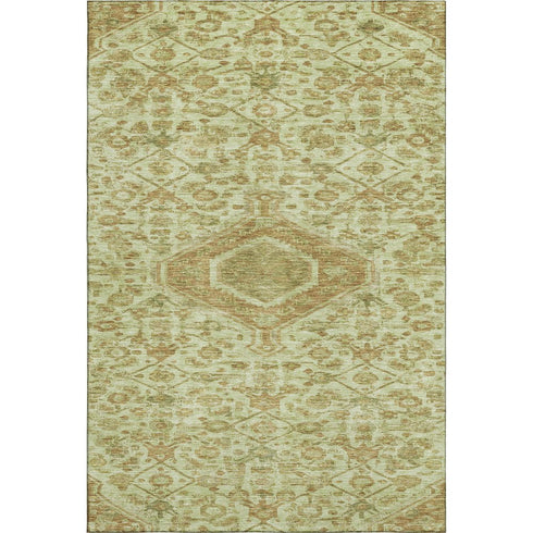 8' Sage And Salmon Floral Washable Area Rug With UV Protection