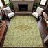 8' Sage And Salmon Floral Washable Area Rug With UV Protection