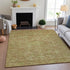 8' Terra Cotta And Artichoke Green Floral Washable Area Rug With UV Protection