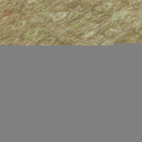 8' Terra Cotta And Artichoke Green Floral Washable Area Rug With UV Protection