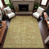 8' Terra Cotta And Artichoke Green Floral Washable Area Rug With UV Protection