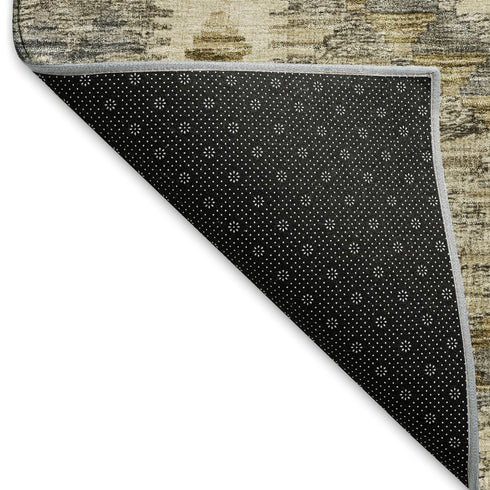 5' X 8' Beige Gray And Ivory Geometric Washable Area Rug With UV Protection