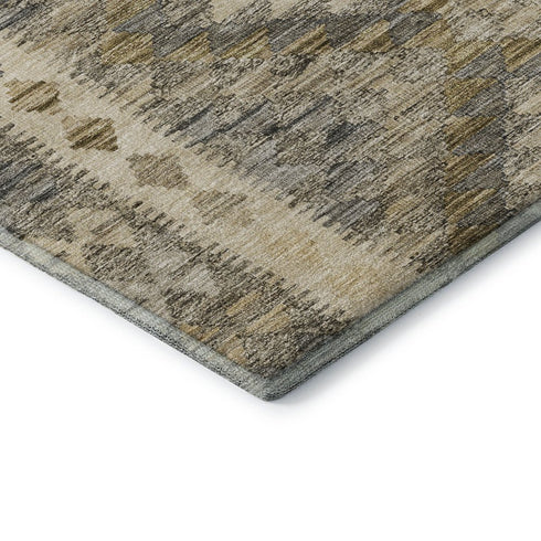 5' X 8' Beige Gray And Ivory Geometric Washable Area Rug With UV Protection