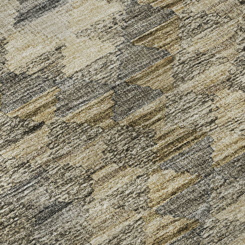 5' X 8' Beige Gray And Ivory Geometric Washable Area Rug With UV Protection