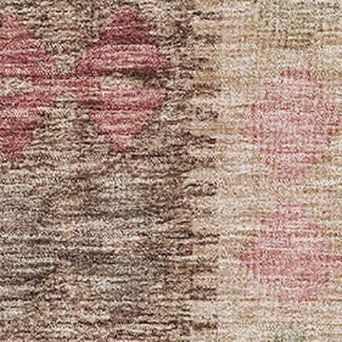 5' X 8' Brown Pink And Teal Geometric Washable Area Rug With UV Protection