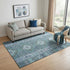 5' X 8' Blue And Pale Aqua Geometric Washable Area Rug With UV Protection