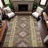 8' Green Pink And Blue Geometric Washable Area Rug With UV Protection
