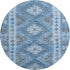 8' X 8' Navy Blue Gray And Silver Geometric Washable Round Rug With UV Protection