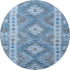 8' X 8' Navy Blue Gray And Silver Geometric Washable Round Rug With UV Protection