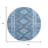8' X 8' Navy Blue Gray And Silver Geometric Washable Round Rug With UV Protection