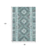 8' Teal Gray And Aqua Geometric Washable Area Rug With UV Protection