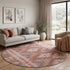 8' X 8' Terra Cotta Gray And Silver Geometric Washable Round Rug With UV Protection
