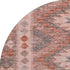 8' X 8' Terra Cotta Gray And Silver Geometric Washable Round Rug With UV Protection