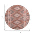 8' X 8' Terra Cotta Gray And Silver Geometric Washable Round Rug With UV Protection