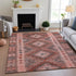 8' Terra Cotta Gray And Silver Geometric Washable Area Rug With UV Protection