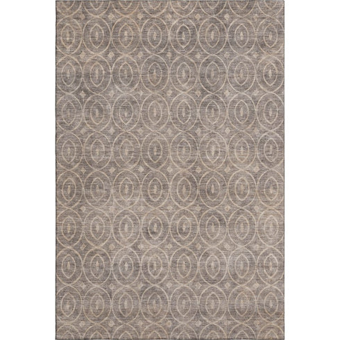 5' X 8' Coffee And Beige Geometric Washable Area Rug With UV Protection